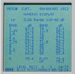 1/3オクターブバンド分析数値画面